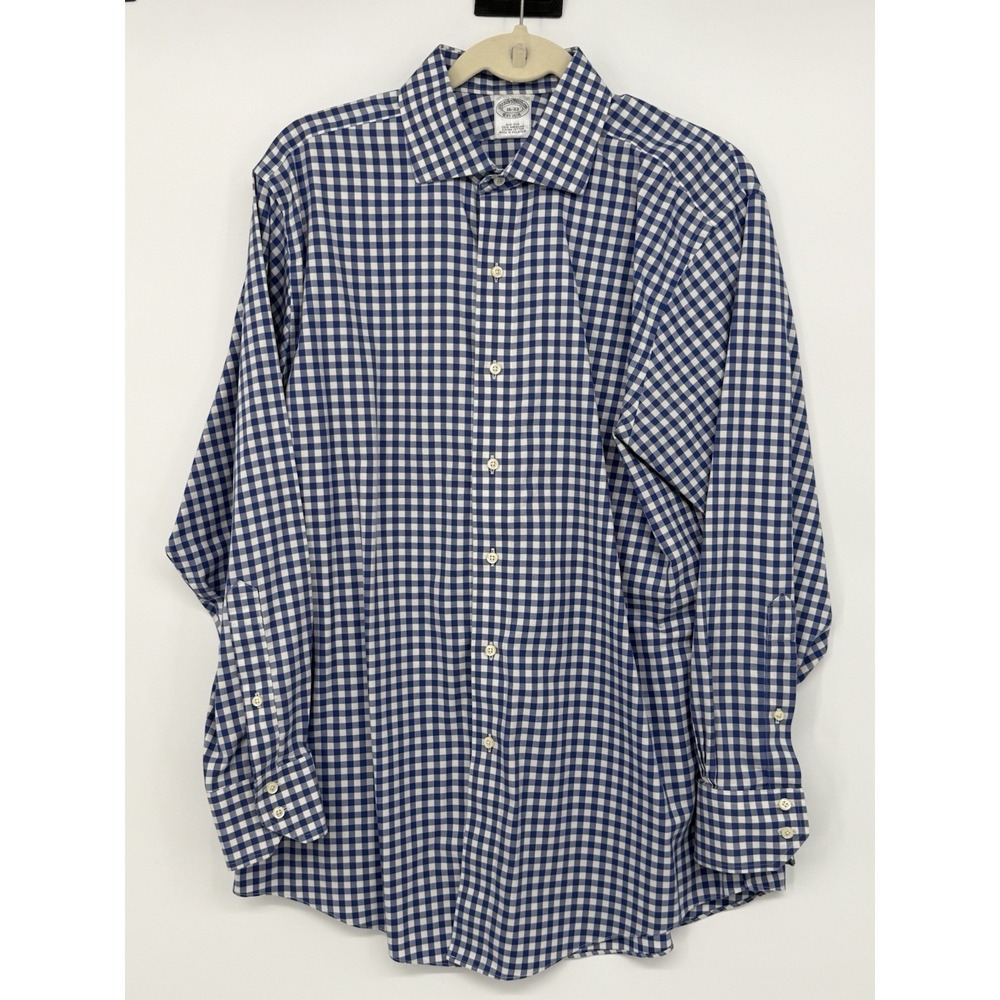 Brooks Brothers Regent Shirt Mens 16 - 33 Blue Check Button Down Long Sleeve EUC